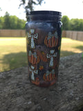 Pumpkin & Cross Snow Globe Tumbler — 16 oz Acrylic