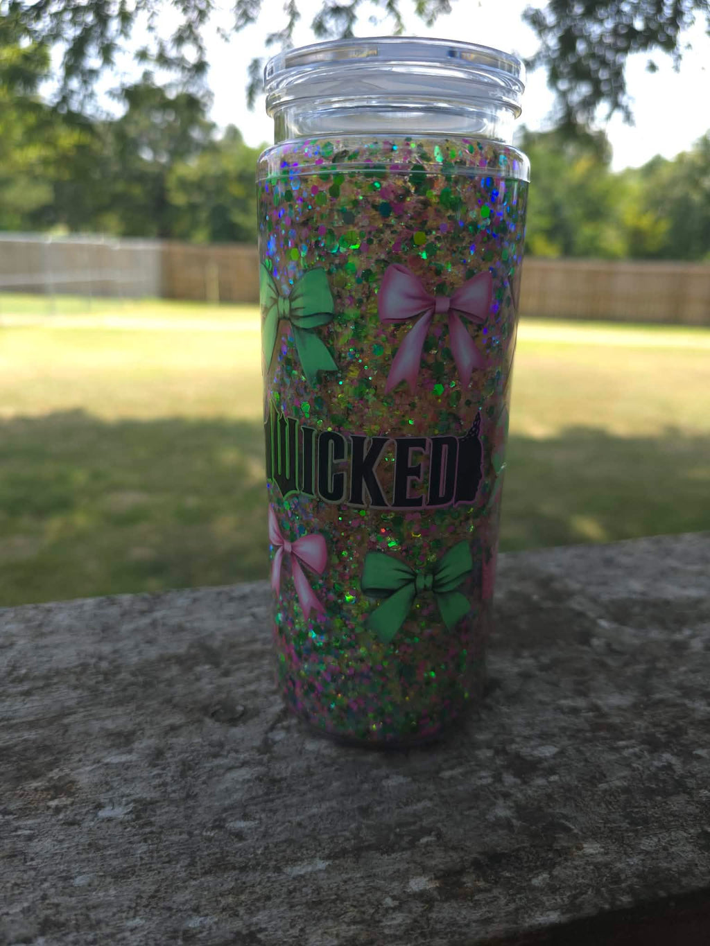 Wicked Glitter Snow Globe Tumbler — 20 oz Acrylic with Handle