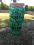 Functional Adult Green Glitter Snow Globe Tumbler — 16 oz Acrylic