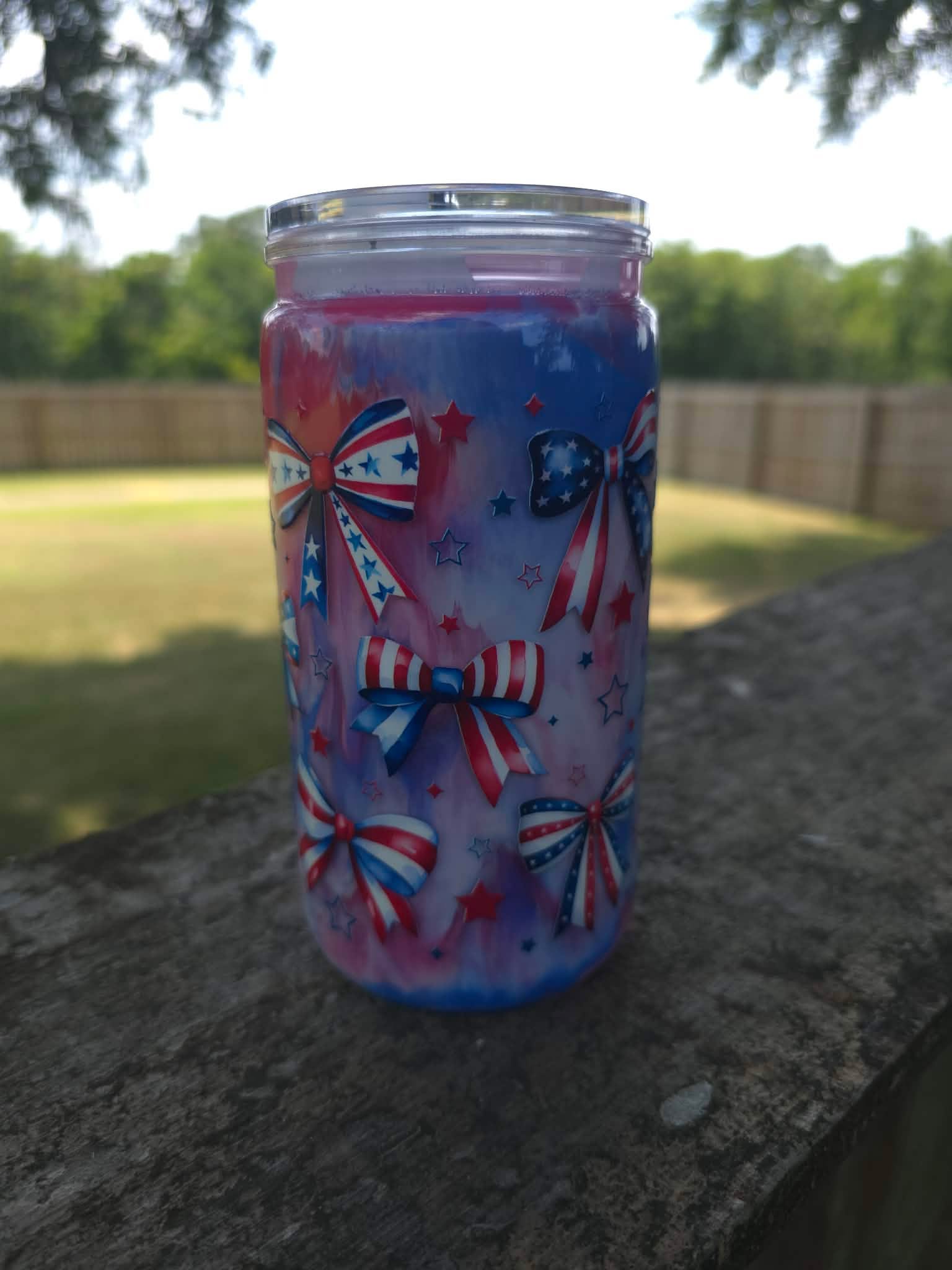 USA Inspired Tie Dye Snow Globe Tumbler — 16 oz Acrylic